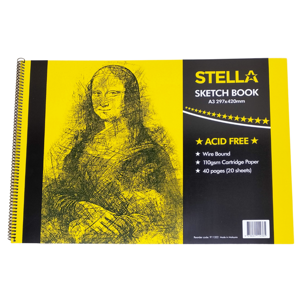 Stella A3 sketch book - spiral bound 110gsm
