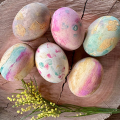 Wooden Eggs in Cardboard Egg Carton