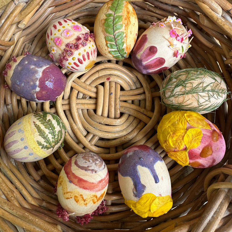 Wooden Eggs in Cardboard Egg Carton