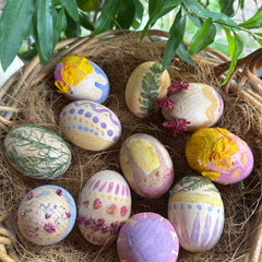 Wooden Eggs in Cardboard Egg Carton
