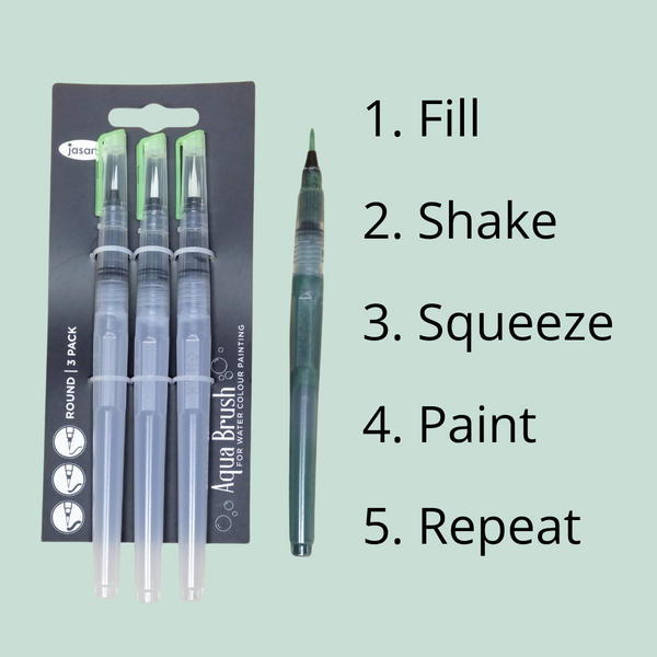 Jasart Aqua Brushes: 3 pack for water colour painting