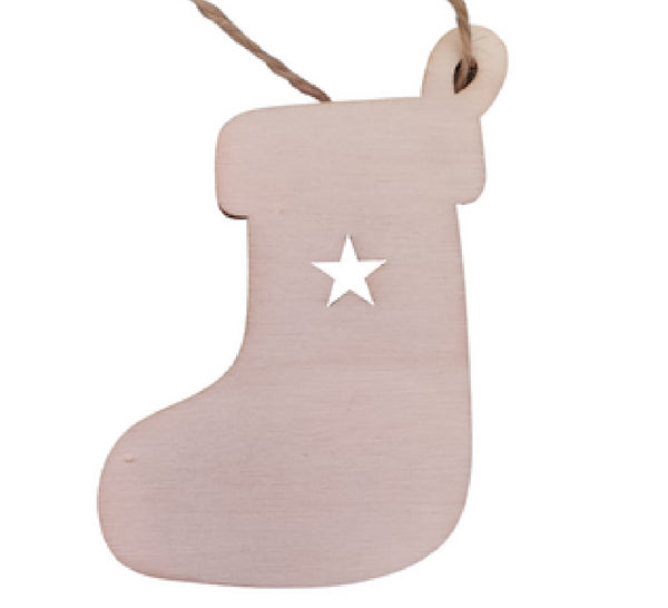 Wooden Stocking - ornament, keyring, gift tag