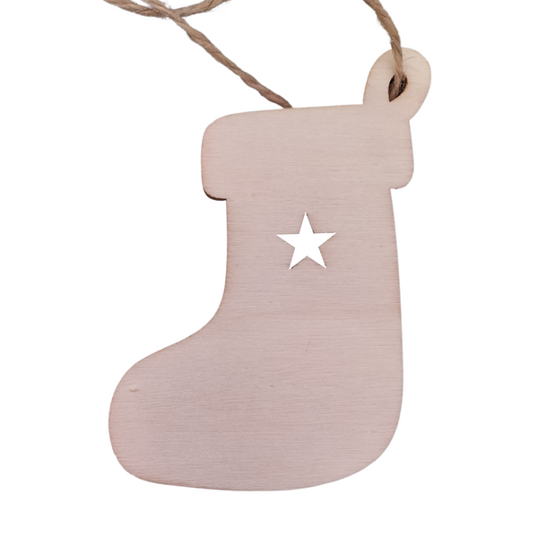 Wooden Stocking - ornament, keyring, gift tag