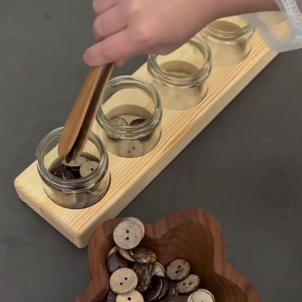 Wooden Paint Pot Holder with Glass Jars (60ml)