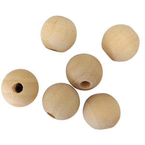 Mixed Natural Wooden Beads - 32 x 16mm Round and Hexagonal: Eco Art and Craft