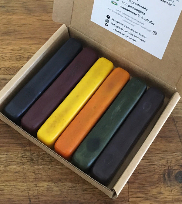 Eco Crayons: Sticks - 6 COLOUR BOX: 100% natural plant based crayons